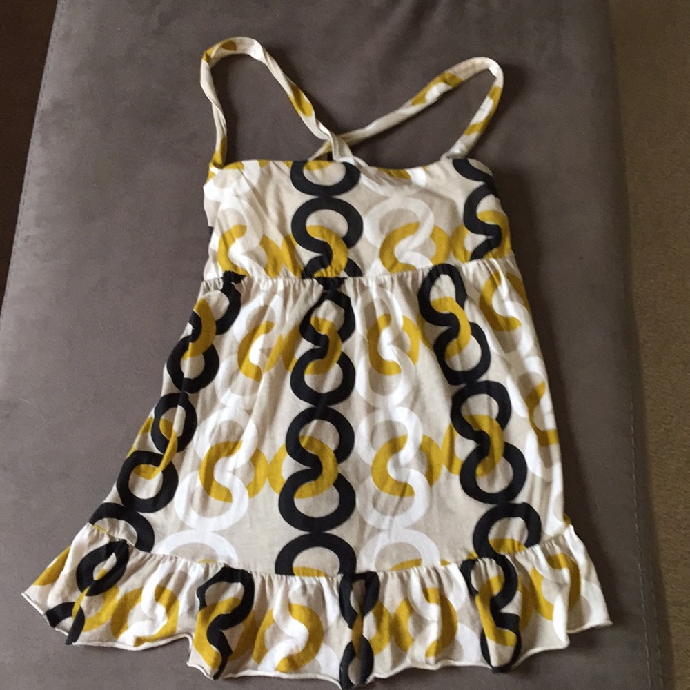 J. Crew Tank navy, cream, and gold design
